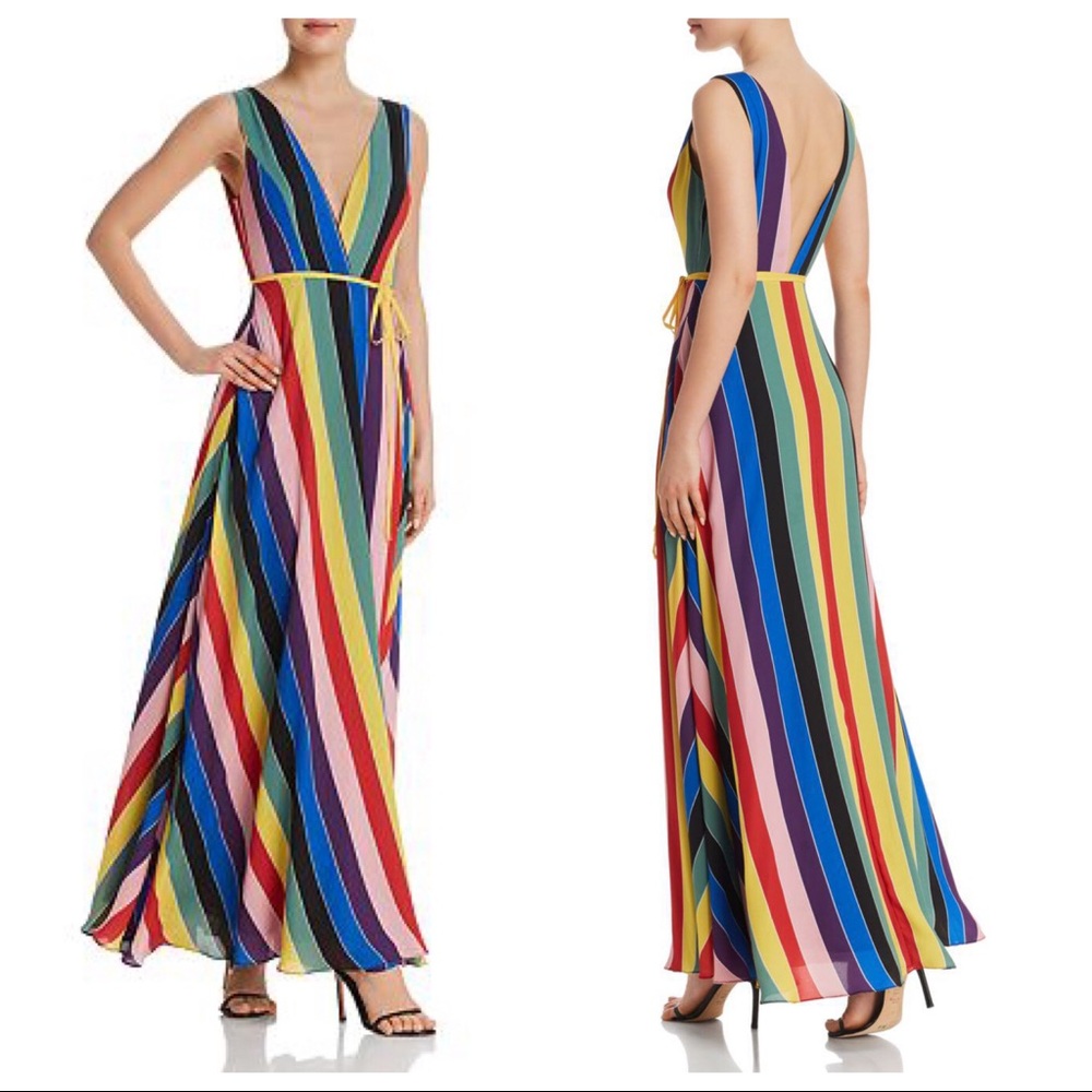 AQUA Rainbow Striped Maxi Wrap Dress size XS - Picture 4 of 10